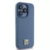 DKNY DKHMP15LPSHRPSB Custodia rigida iPhone 15 Pro 6.1 blu pelle motivo monogramma logo metallo MagSafe