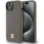 DKNY DKHMP15MPSHRPSW Custodia rigida con effetto pelle e logo in metallo, MagSafe per iPhone 15 Plus / 14 Plus 6,7