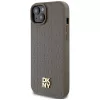 DKNY DKHMP15MPSHRPSW Custodia rigida con effetto pelle e logo in metallo, MagSafe per iPhone 15 Plus / 14 Plus 6,7
