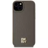 DKNY DKHMP15MPSHRPSW Custodia rigida con effetto pelle e logo in metallo, MagSafe per iPhone 15 Plus / 14 Plus 6,7