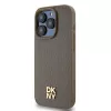 DKNY DKHMP15XPSHRPSW Custodia rigida per Apple iPhone 15 Pro Max 6,7 inch design in pelle marrone con logo in metallo MagSafe