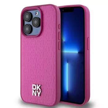 DKNY DKHMP15LPSHRPSP Custodia rigida in pelle rosa iPhone 15 Pro 6,1
