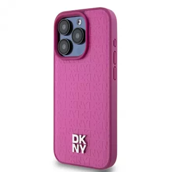 DKNY DKHMP15LPSHRPSP Custodia rigida in pelle rosa iPhone 15 Pro 6,1