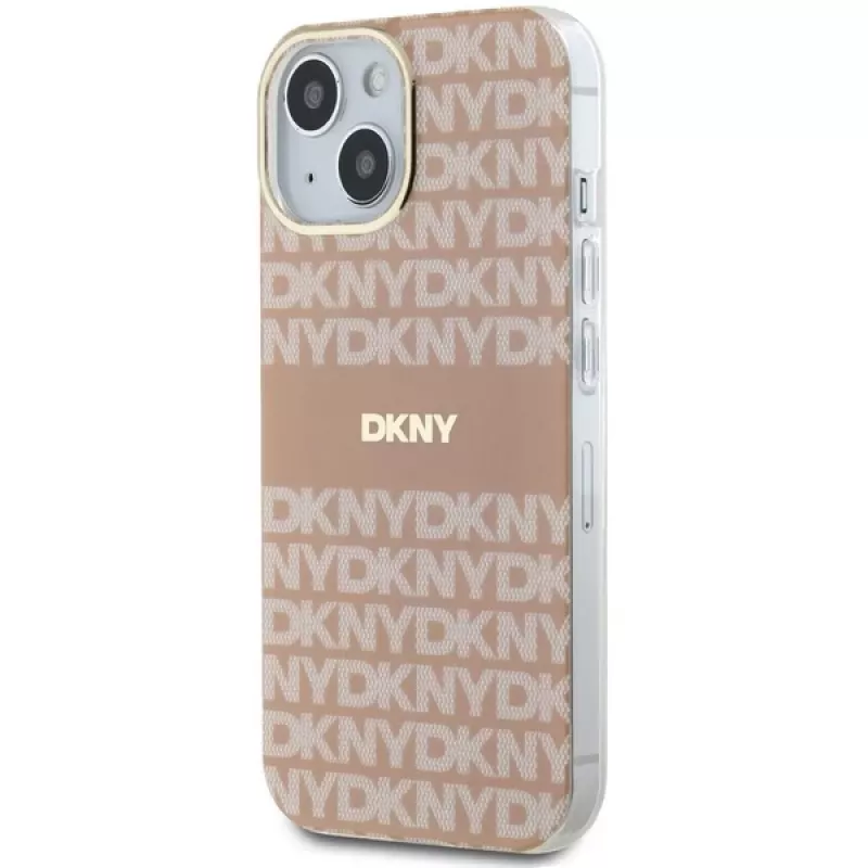 DKNY DKHMP15SHRHSEP Custodia rigida IML Mono & Stripe MagSafe per iPhone 15/14/13 6,1