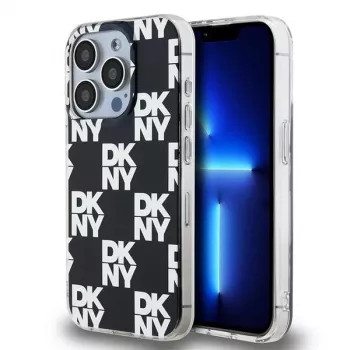 DKNY DKHCP15LHDLCEK Custodia rigida per Apple iPhone 15 Pro 6.1, nero, IML Checkered Mono Pattern