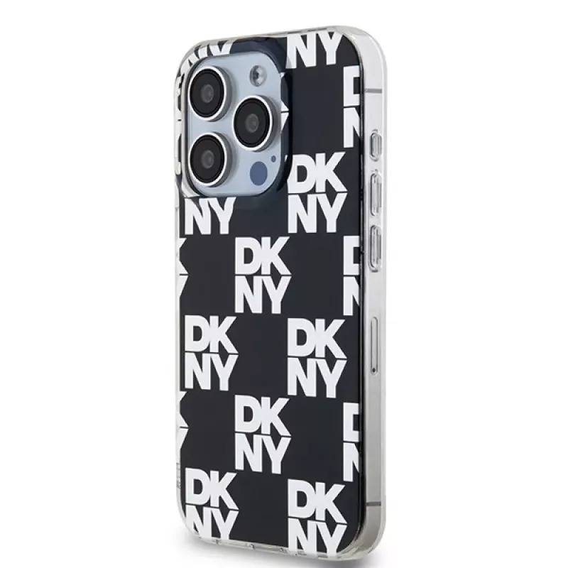 DKNY DKHCP15LHDLCEK custodia rigida per Apple iPhone 15 Pro 6,1, nera, IML Checkered Mono Pattern
