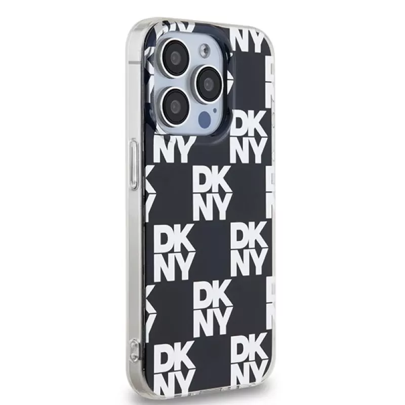 DKNY DKHCP15LHDLCEK custodia rigida per Apple iPhone 15 Pro 6,1, nera, IML Checkered Mono Pattern