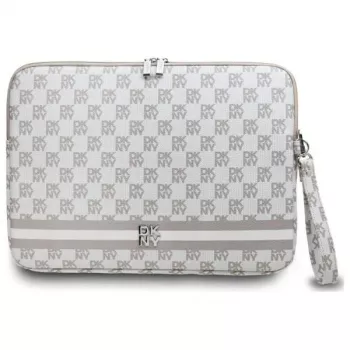 DKNY Custodia per laptop DKCS16PVSHLE 16 beige con motivo a scacchi e strisce stampate