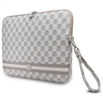 DKNY Custodia per laptop DKCS16PVSHLE 16 beige con motivo a scacchi e strisce stampate