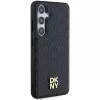 DKNY DKHMS24SPSHRPSK Custodia rigida effetto pelle logo metallico MagSafe per Samsung Galaxy S24, nero