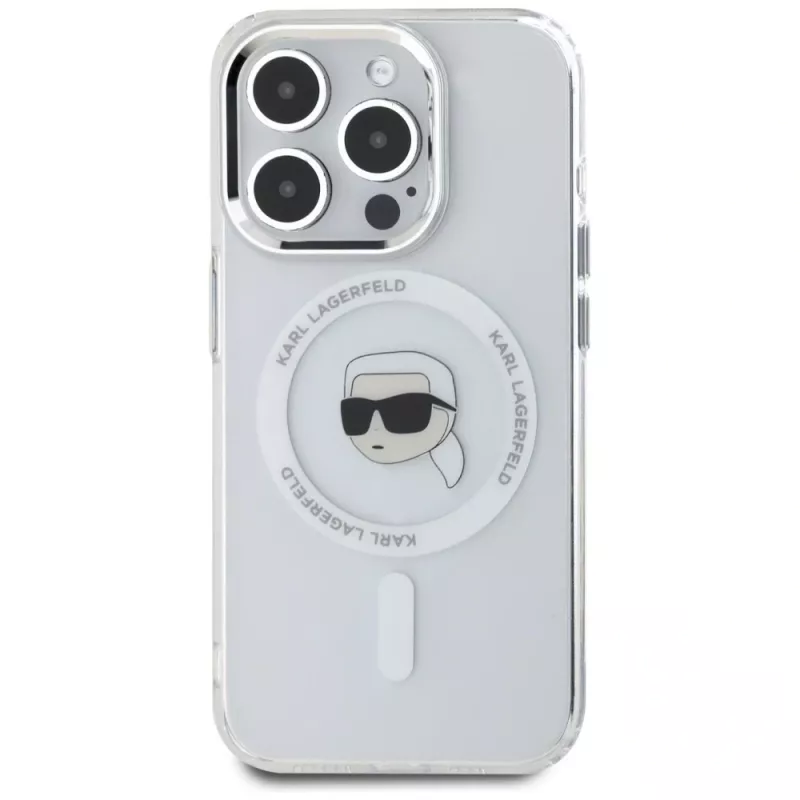 KARL LAGERFELD IML Metal Karl Head Custodia MagSafe per Apple iPhone 15 Pro Max bianco
