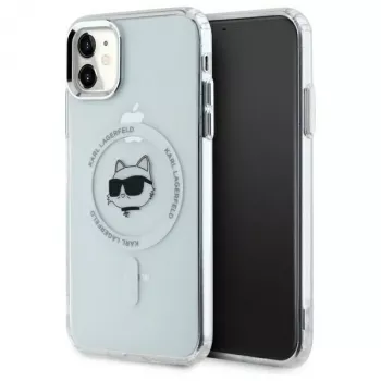 Karl Lagerfeld KLHMN61HLSCHH iPhone 11 / Xr 6.1 bianco custodia rigida IML Metal Choupette Head MagSafe