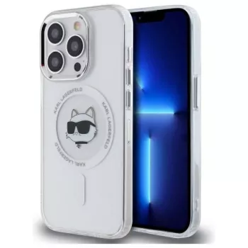 Karl Lagerfeld KLHMP13LHLSCHH iPhone 13 Pro 6.1 custodia rigida IML Metal Choupette Head MagSafe bianco