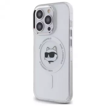 Karl Lagerfeld KLHMP14LHLSCHH iPhone 14 Pro 6.1 custodia rigida IML Metal Choupette Head MagSafe bianco