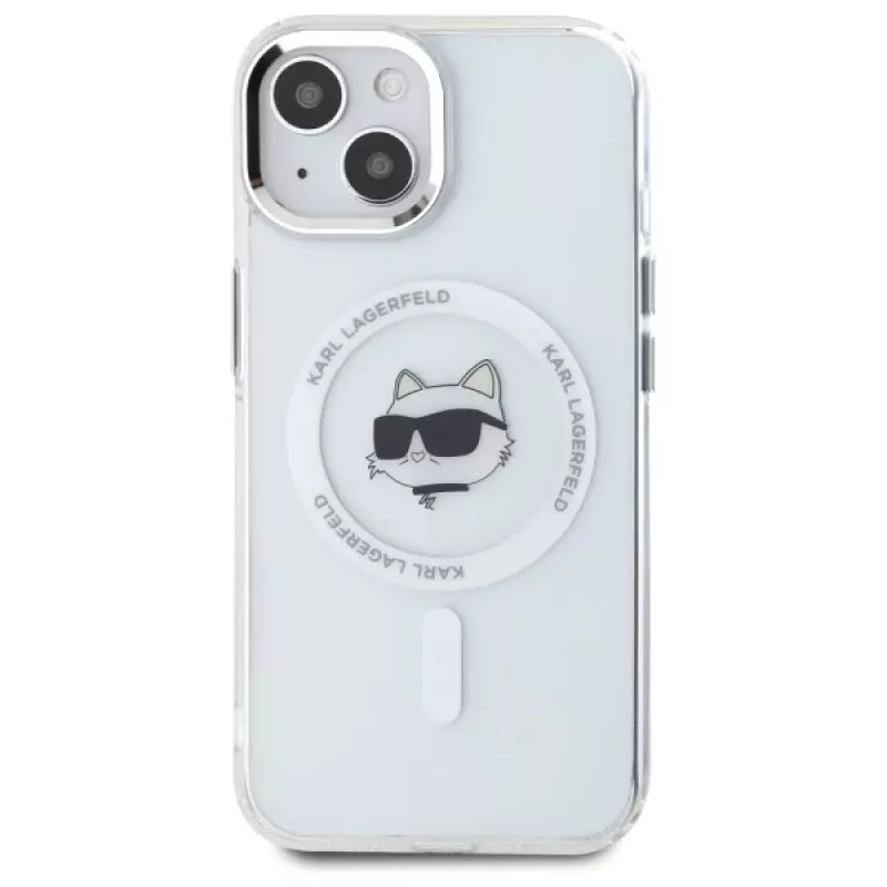 Karl Lagerfeld KLHMP15MHLSCHH Custodia rigida per Apple iPhone 15 Plus 6,7 inch bianco IML Metal Choupette Head MagSafe