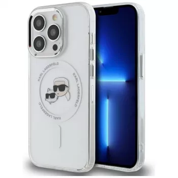 Karl Lagerfeld KLHMP14LHLSKCH iPhone 14 Pro 6.1 Hardcase IML Metal Karl & Choupette Head MagSafe bianco