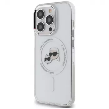 Karl Lagerfeld KLHMP14LHLSKCH iPhone 14 Pro 6.1 Hardcase IML Metal Karl & Choupette Head MagSafe bianco