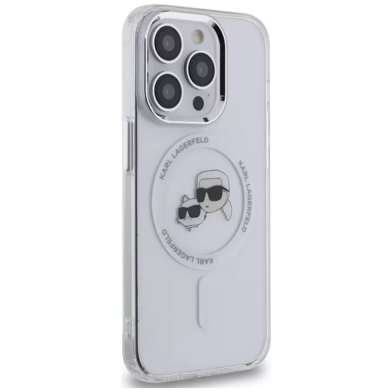 Karl Lagerfeld KLHMP14LHLSKCH iPhone 14 Pro 6.1 Hardcase IML Metal Karl & Choupette Head MagSafe bianco