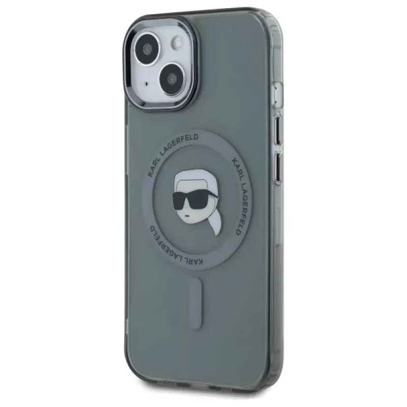Karl Lagerfeld KLHMP15SHLSKIK Hardcase IML Metal Karl Head MagSafe per Apple iPhone 15 6,1 inch nero