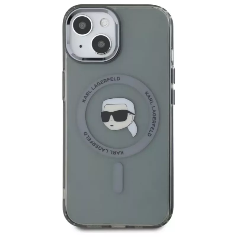 Karl Lagerfeld KLHMP15SHLSKIK Hardcase IML Metal Karl Head MagSafe per Apple iPhone 15 6,1 inch nero