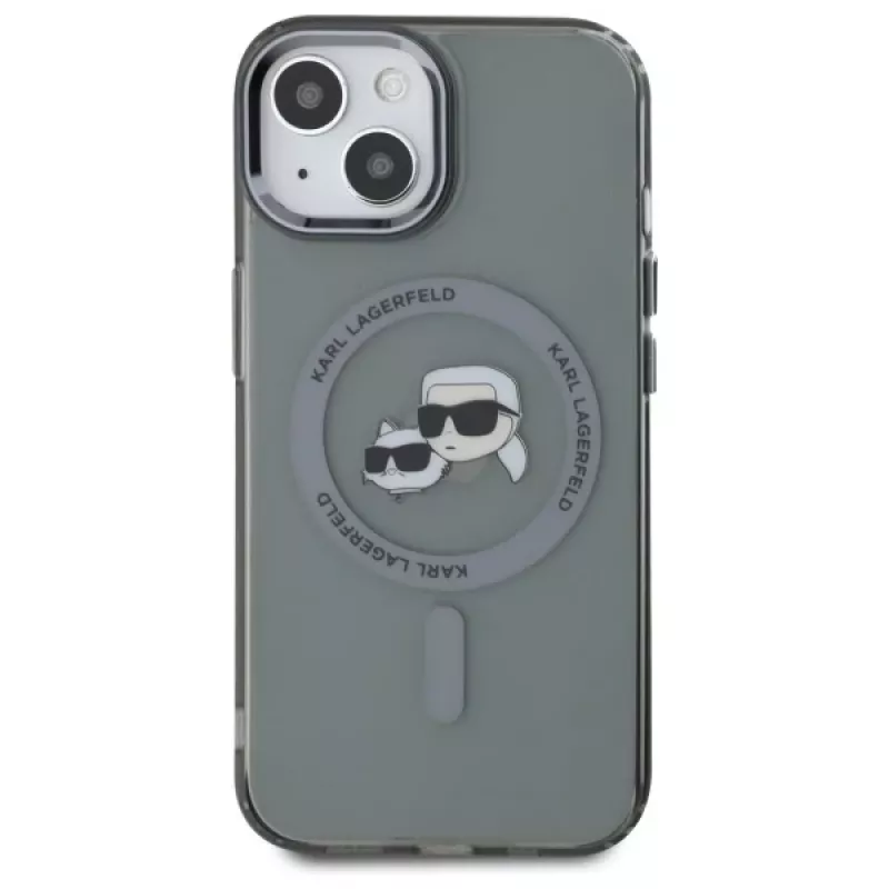 Karl Lagerfeld KLHMP15SHLSKCK Hardcase IML Metal Karl & Choupette Head MagSafe per Apple iPhone 15 6,1 inch nero
