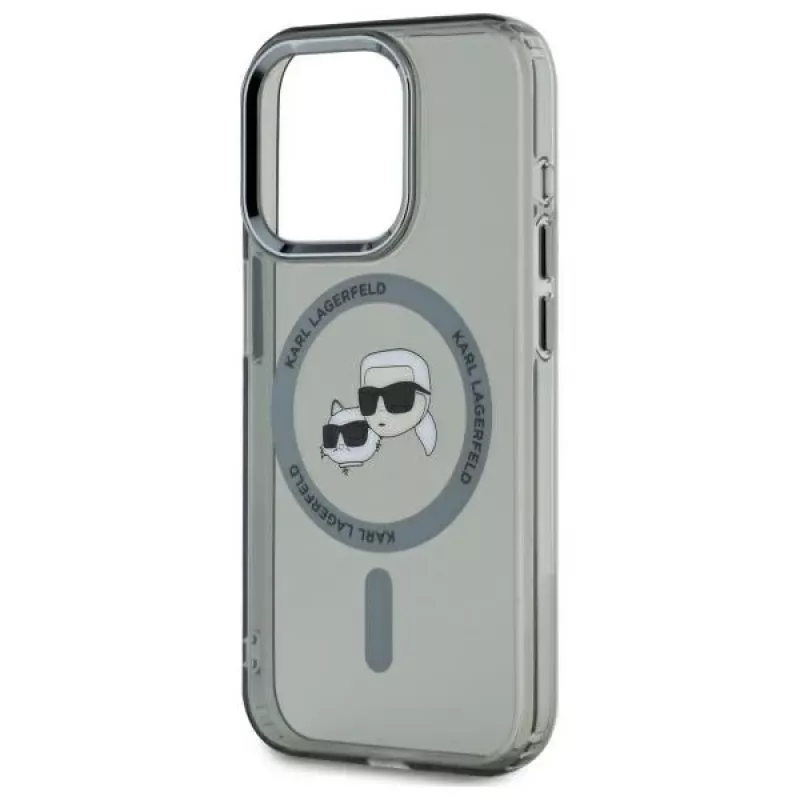Karl Lagerfeld KLHMP15LHLSKCK Hardcase per iPhone 15 Pro 6,1 inch nero IML Metal Karl & Choupette Head MagSafe
