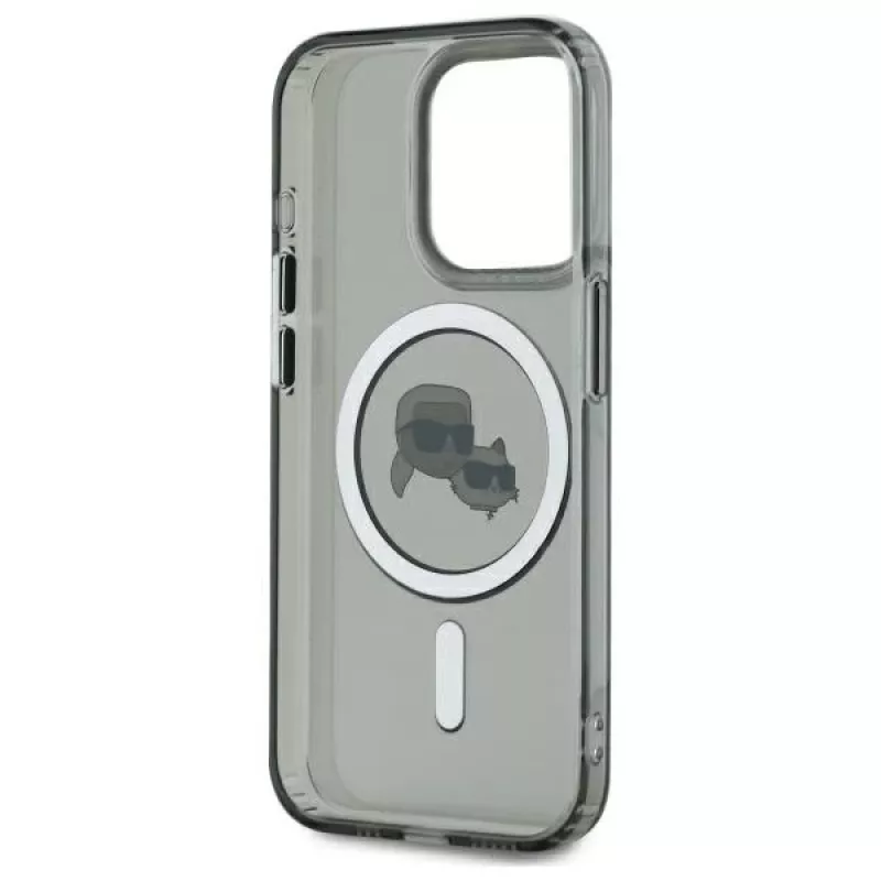 Karl Lagerfeld KLHMP15LHLSKCK Hardcase per iPhone 15 Pro 6,1 inch nero IML Metal Karl & Choupette Head MagSafe