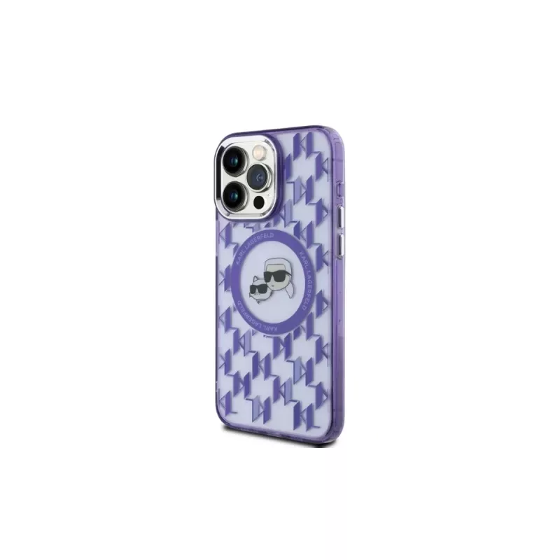 Karl Lagerfeld KLHMP15XHMCKMHU iPhone 15 Pro Max 6,7 inch viola IML Monogram Karl & Choupette Head MagSafe cover posteriore