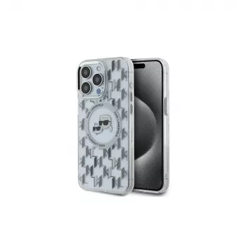 Karl Lagerfeld KLHMP15LHMCKMHT iPhone 15 Pro 6.1 trasparente IML Monogram Karl & Choupette Head MagSafe Case