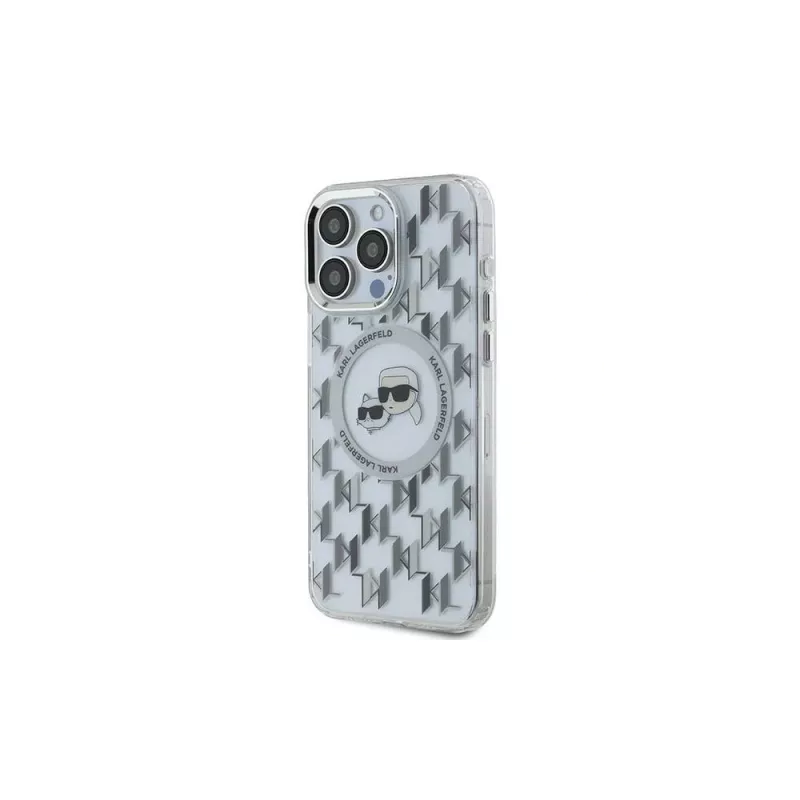 Karl Lagerfeld KLHMP15LHMCKMHT iPhone 15 Pro 6.1 trasparente IML Monogram Karl & Choupette Head MagSafe Case