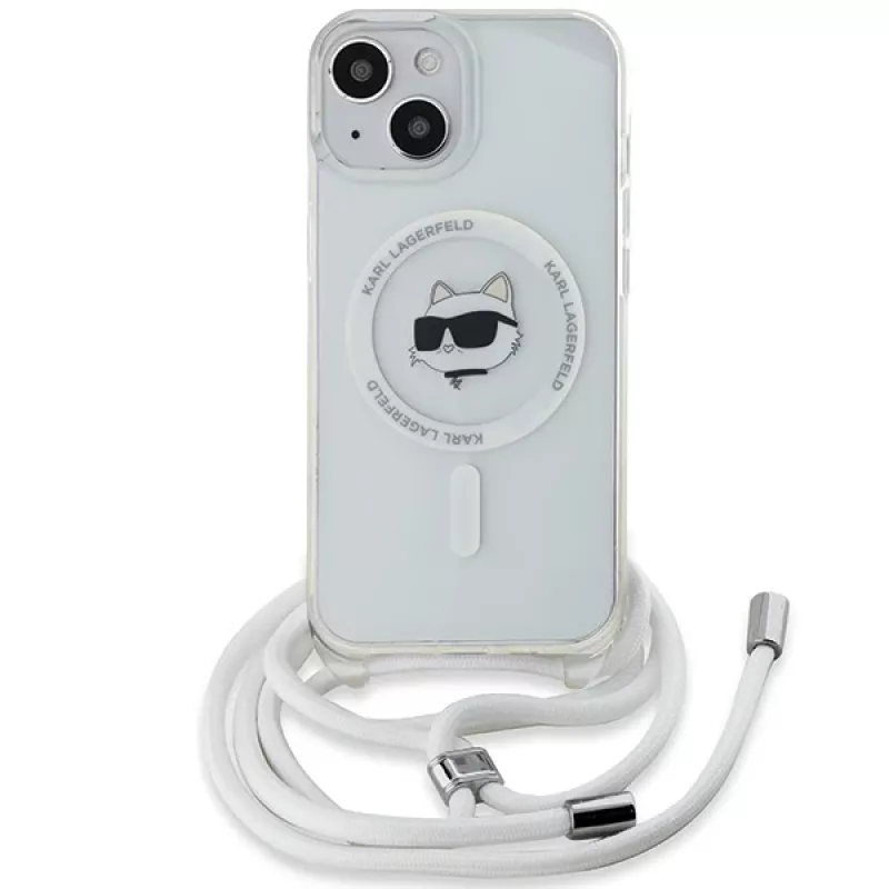 Karl Lagerfeld KLHMP13MHCCHNT iPhone 13 / 14 / 15 6.1 Hardcase trasparente IML Choupette Head & Cord Magsafe