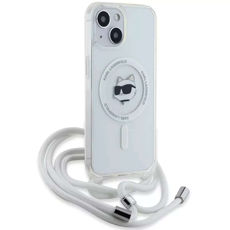 Karl Lagerfeld KLHMP13MHCCHNT iPhone 13 / 14 / 15 6.1 Hardcase trasparente IML Choupette Head & Cord Magsafe