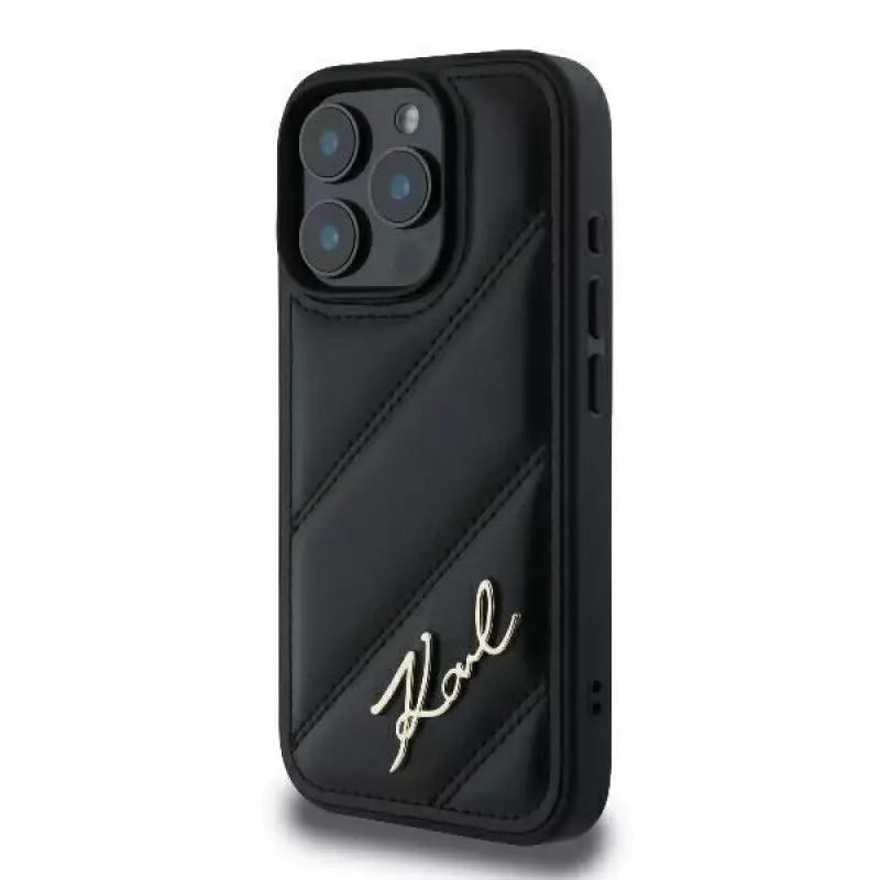 Karl Lagerfeld Quilted Signature Hard Case per iPhone 16 Pro, nero