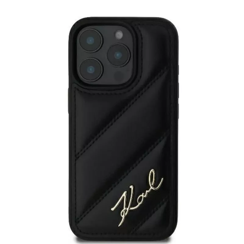 Karl Lagerfeld Quilted Signature Hard Case per iPhone 16 Pro, nero