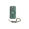 Guess IML Glitter With Pearl Strap MagSafe Case per iPhone 16 Pro Max (verde)