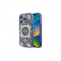 Guess GUHMP16LH4PYEEB iPhone 16 Pro 6.3 blu Custodia rigida IML Peony su sfondo 4G MagSafe