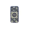 Guess GUHMP16LH4PYEEB iPhone 16 Pro 6.3 blu Custodia rigida IML Peony su sfondo 4G MagSafe
