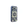 Guess GUHMP16LH4PYEEB iPhone 16 Pro 6.3 blu Custodia rigida IML Peony su sfondo 4G MagSafe