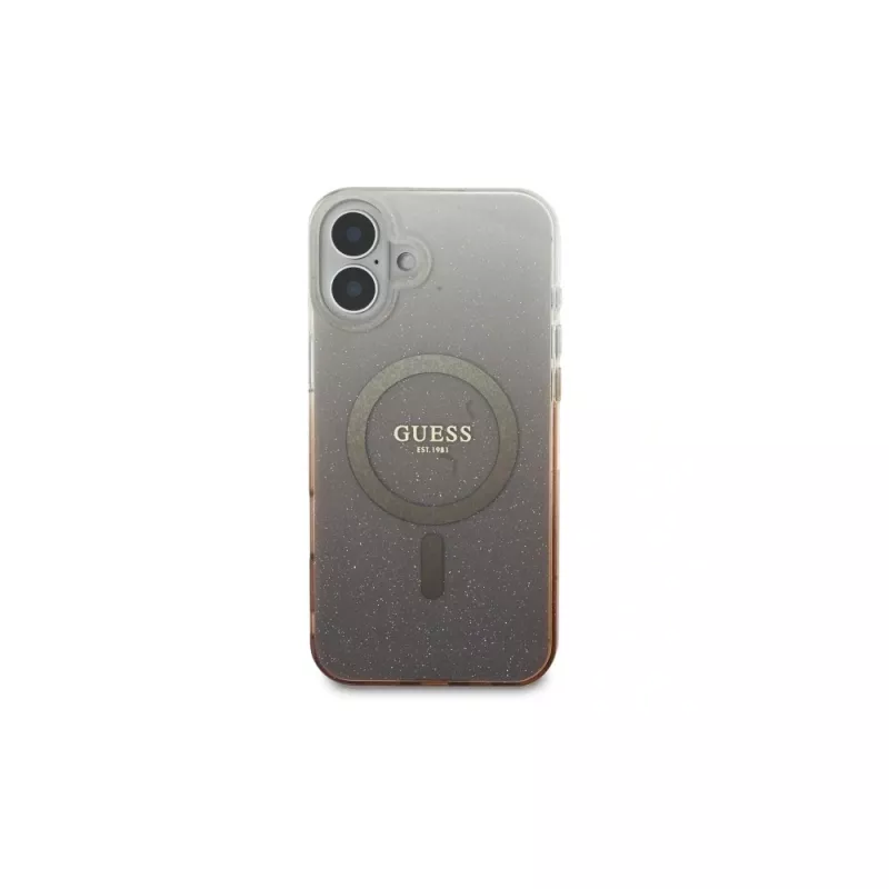 Guess IML Glitter Gradient Custodia MagSafe per iPhone 16 Plus (marrone)