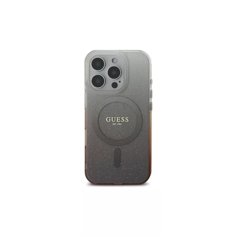 Guess IML Glitter Gradient Custodia MagSafe per Apple iPhone 16 Pro (marrone)