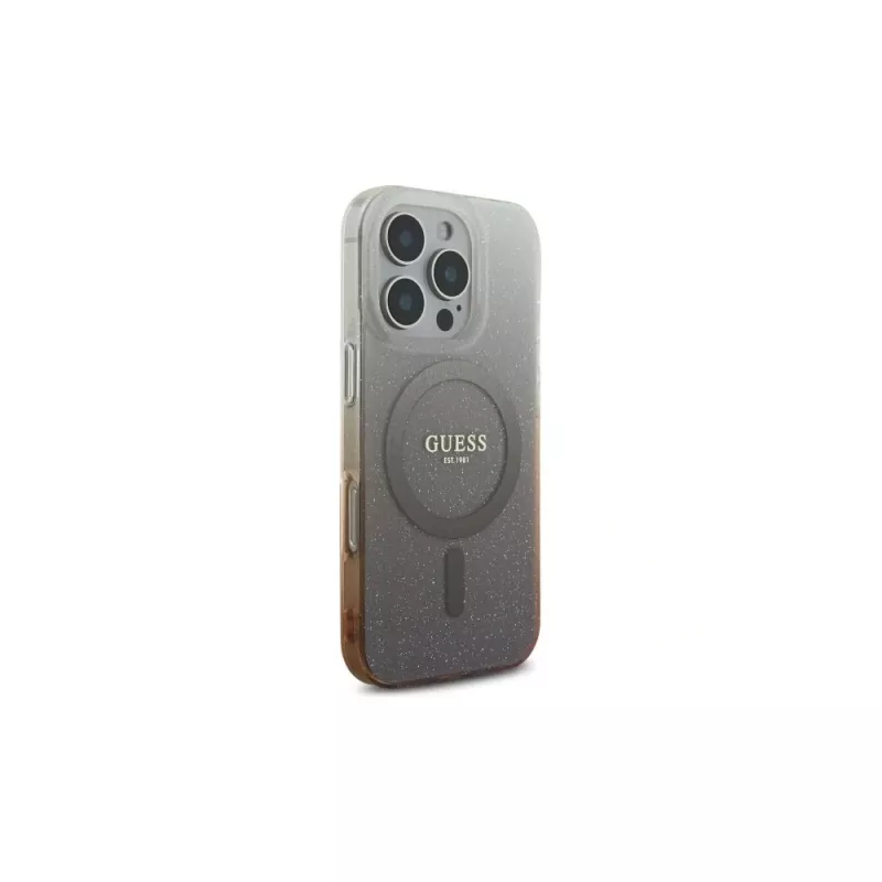 Guess IML Glitter Gradient Custodia MagSafe per Apple iPhone 16 Pro (marrone)