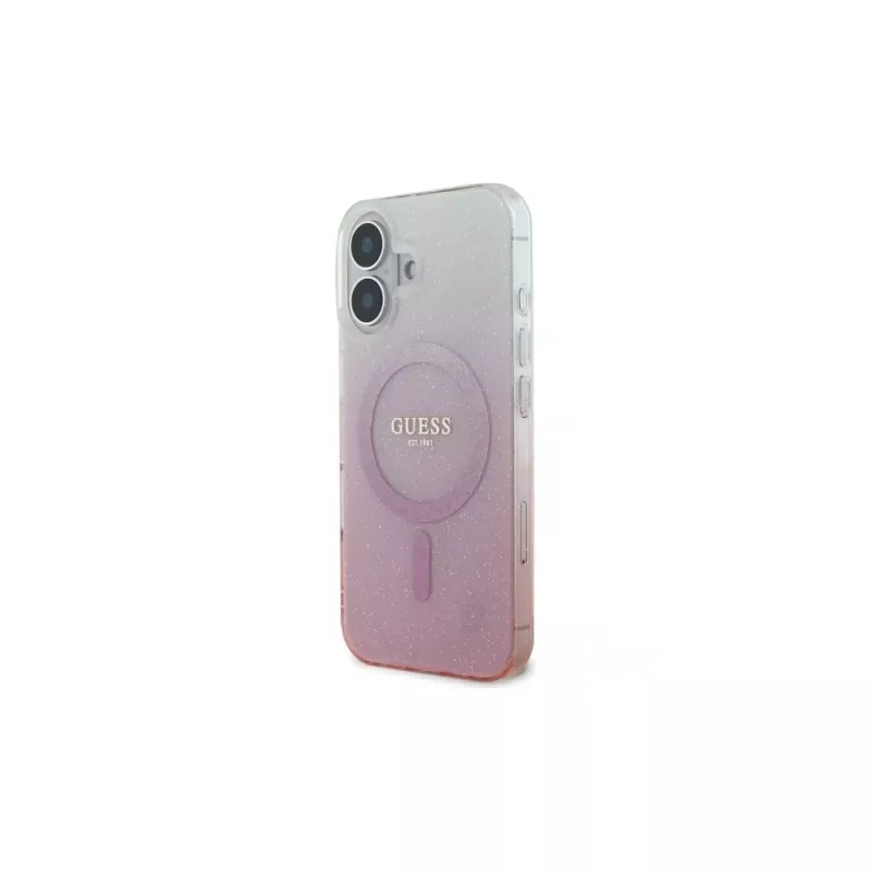 Guess IML Glitter Gradient Custodia MagSafe per iPhone 16 (rosa)