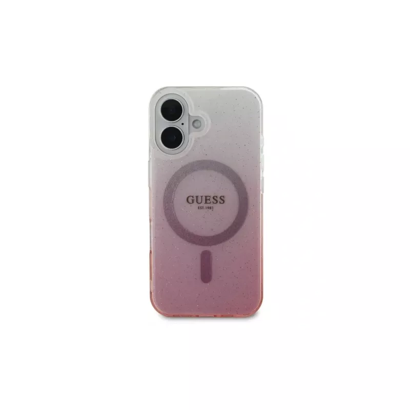 Guess IML Glitter Gradient Custodia MagSafe per iPhone 16 (rosa)