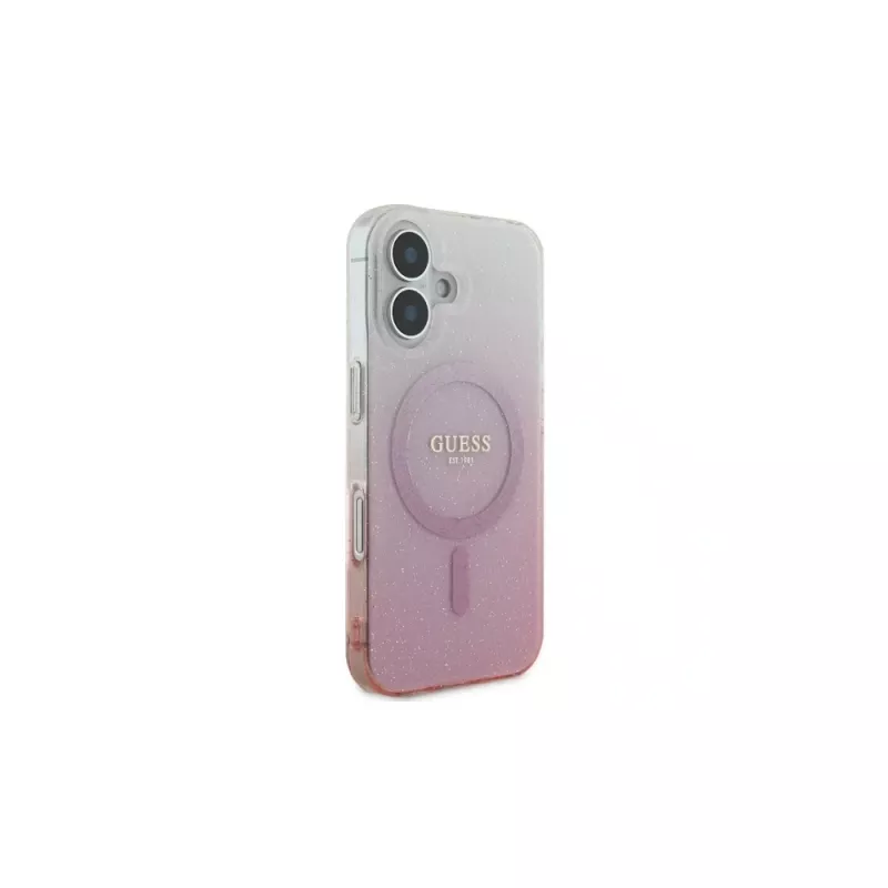 Guess IML Glitter Gradient Custodia MagSafe per iPhone 16 (rosa)