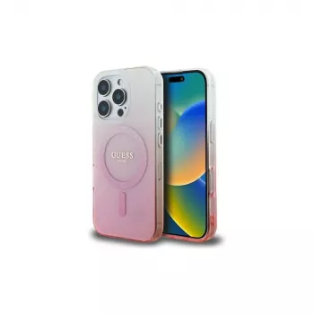 Guess IML Glitter Gradient Custodia MagSafe per iPhone 16 Pro (rosa)