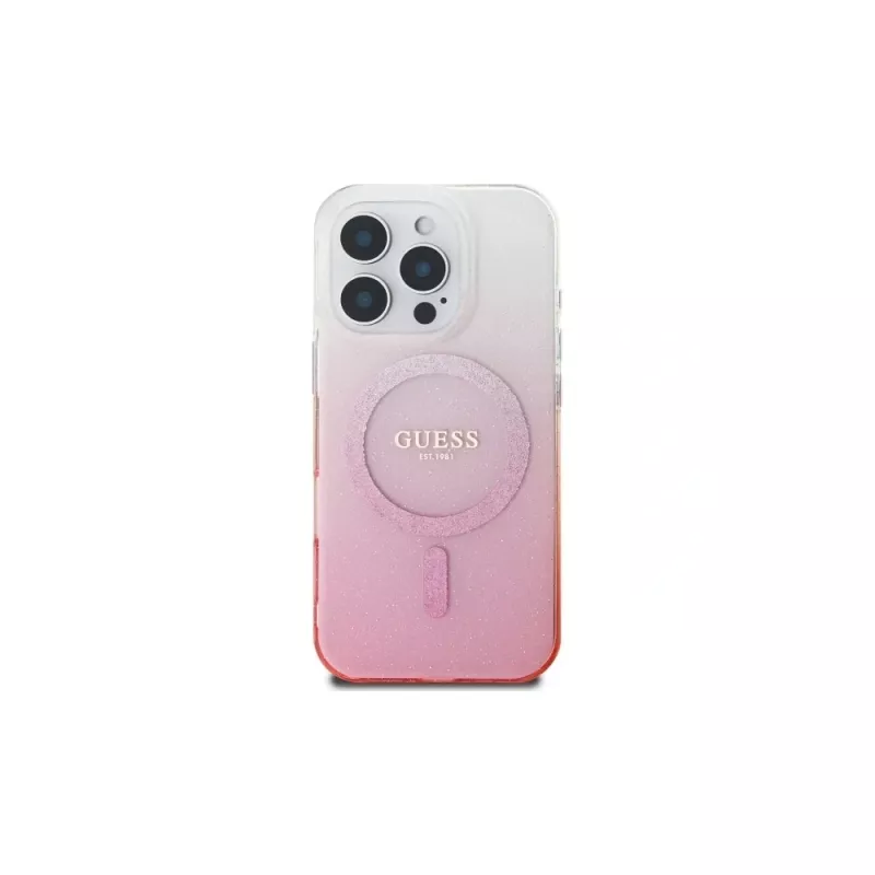 Guess IML Glitter Gradient Custodia MagSafe per iPhone 16 Pro (rosa)