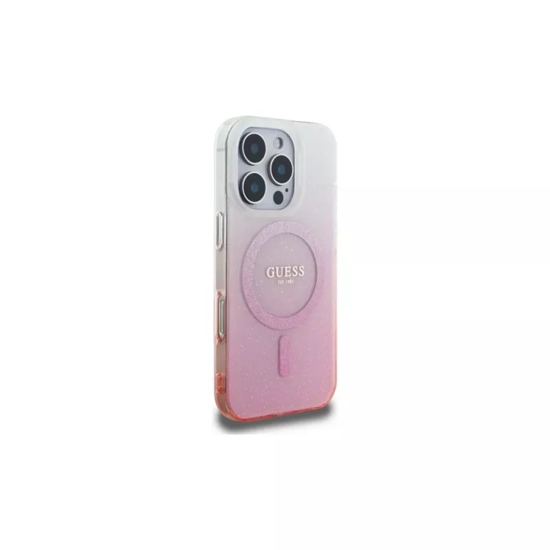 Guess IML Glitter Gradient Custodia MagSafe per iPhone 16 Pro (rosa)