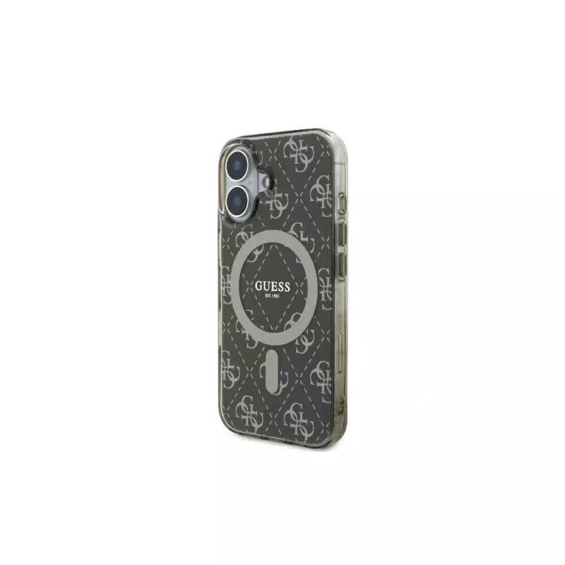 Guess GUHMP16SH4DTEW iPhone 16 6.1 Custodia rigida IML sfondo 4G MagSafe marrone