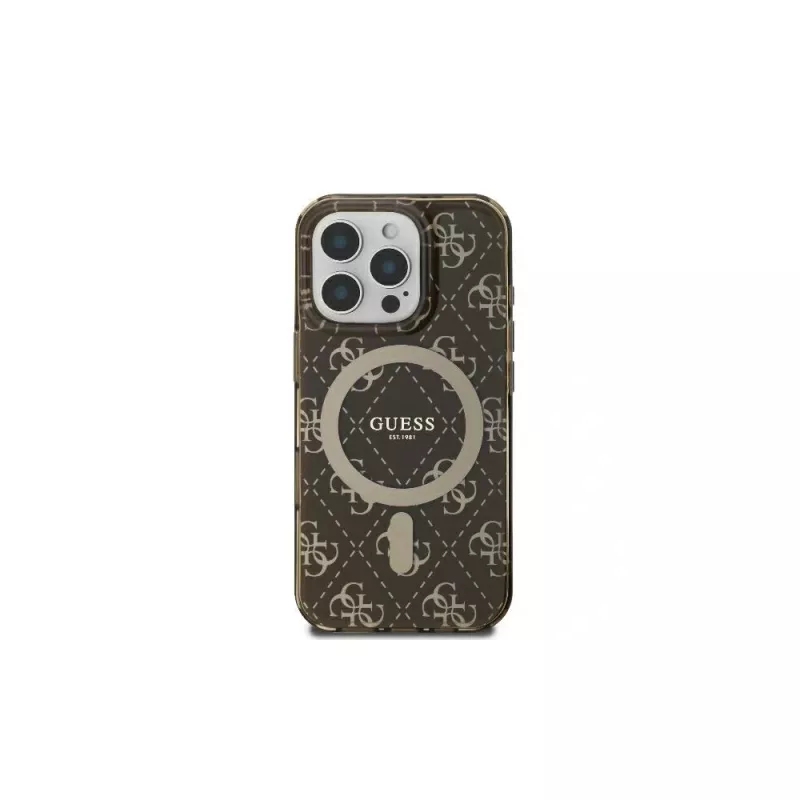 Guess GUHMP16LH4DTEW iPhone 16 Pro 6.3 Custodia rigida IML sfondo 4G MagSafe marrone