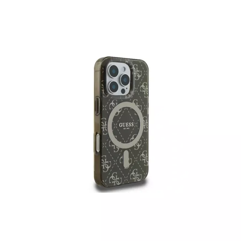 Guess GUHMP16LH4DTEW iPhone 16 Pro 6.3 Custodia rigida IML sfondo 4G MagSafe marrone